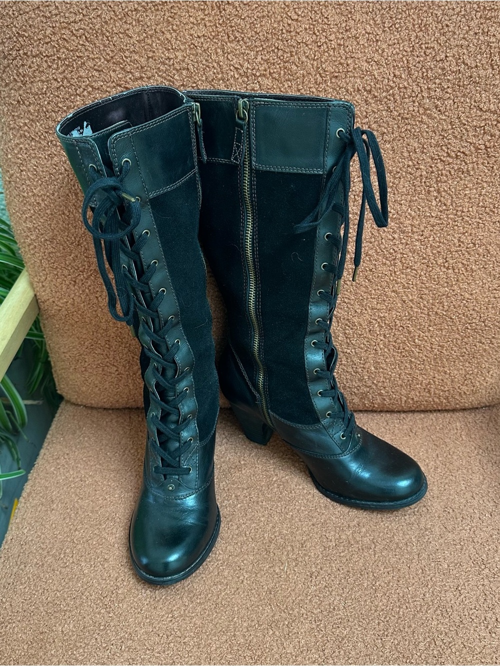 Indigo by Clarks Women's Black Lace-Up Knee Boots